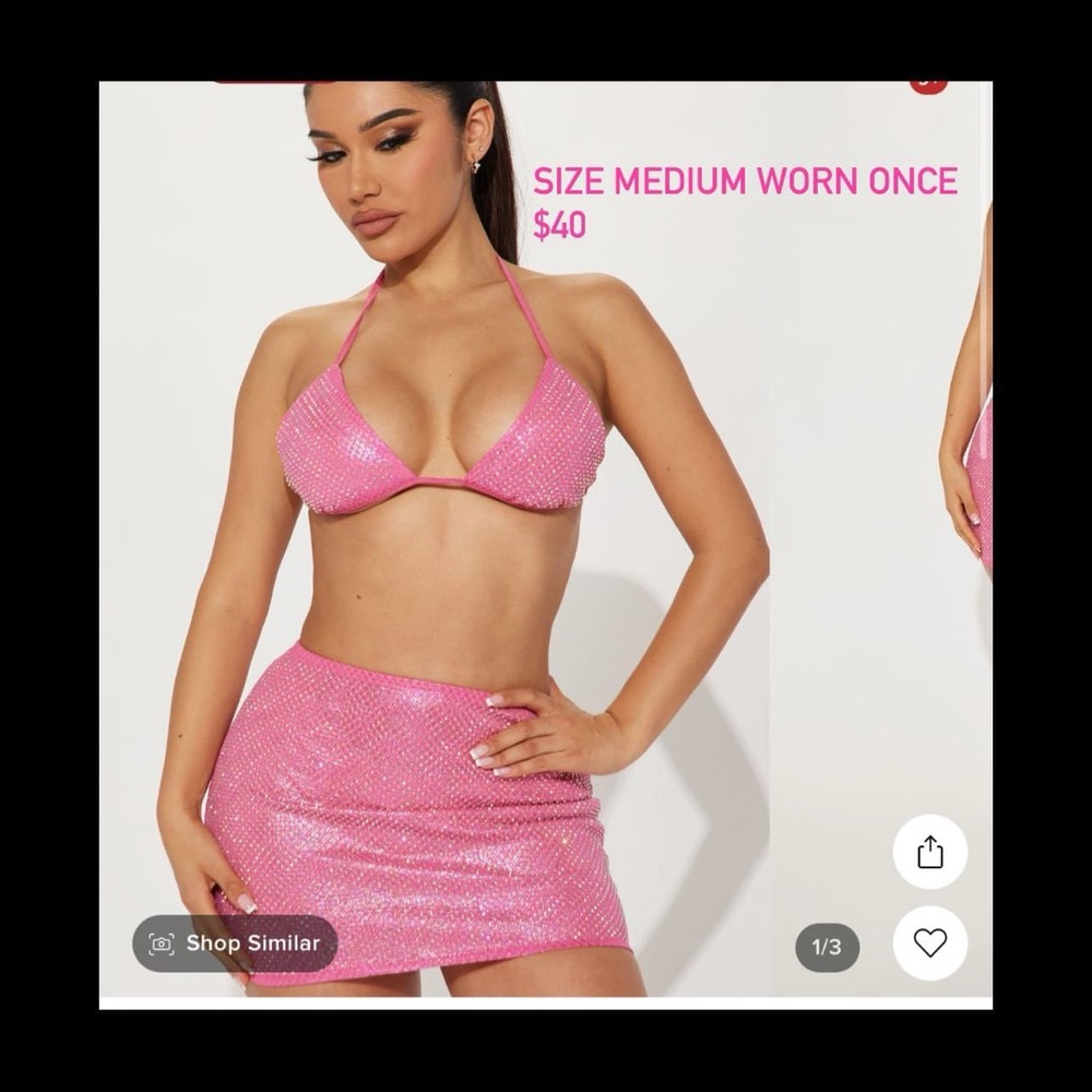 Hot pink bedazzled 2 piece